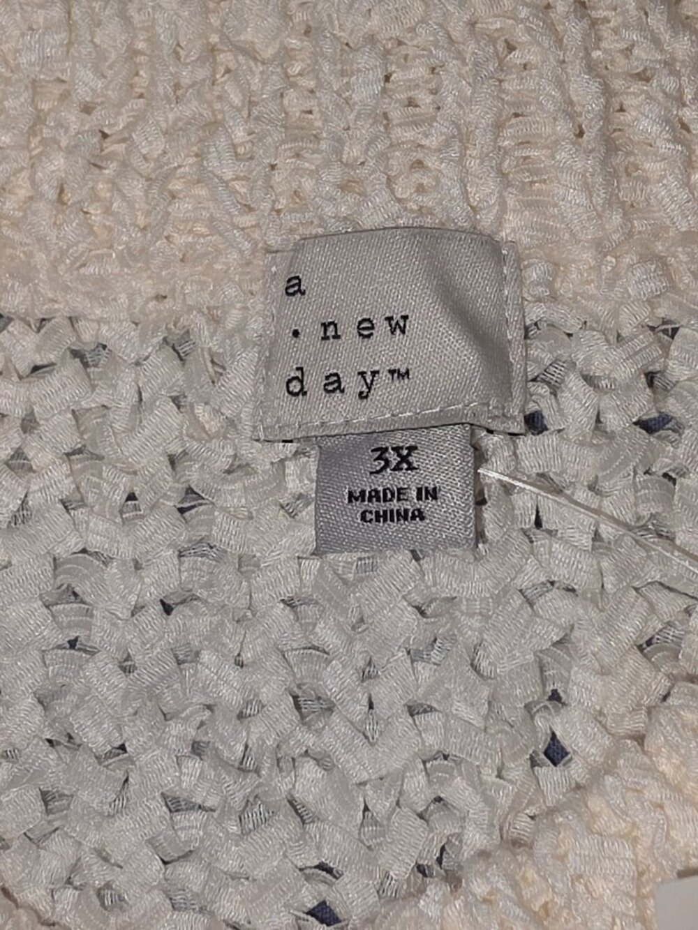Women's Long Sleeve Round Neck Tape Yarn Pullover Sweater - A New Day™ Cream 3X - Picture 3 of 5